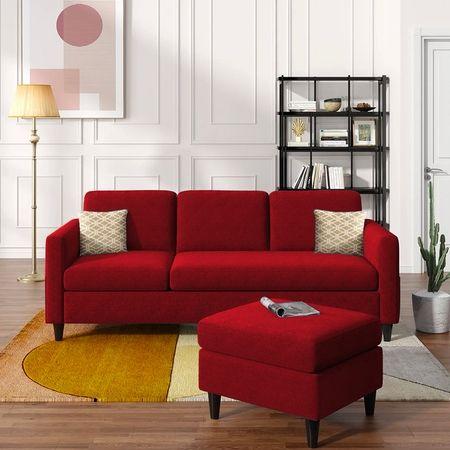 Monznij Sectional Fabric Sofa - Red