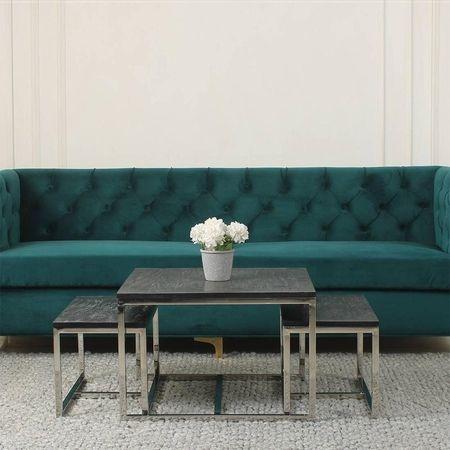 Trento Wooden Nesting Coffee Table In Chrome Finish
