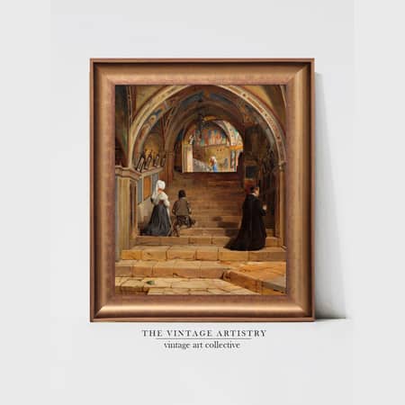 Artistry Brown Holy Staircase Monastery Canvas Wall Canvas Wall Prints Set of 1 Multicolor Matte