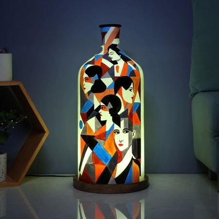 Classy Countenance Hand Painted White Glass Shade Table Lamp