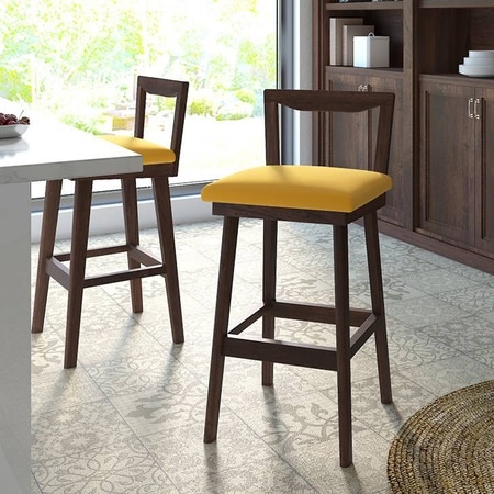 Homer Solid Wood Bar Stool in Walnut Finish