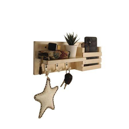 Tulip Wooden Wall Shelf Organiser With Key Holders