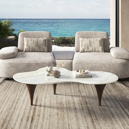 Montana Metal Coffee Table In Palisandro Sintered Stone And Dark Gold Finish
