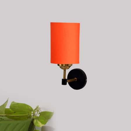 Devansh Metal Electric Wall Light in Black Colour with Orange Shade Count of 1 Light