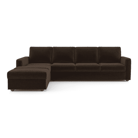 Apollo Sofa (Colour : Dark Earth, Cushion : Hard, Back Type : Regular, Seating Capacity : Left Aligned 3 Seater + Left Aligned Chaise)