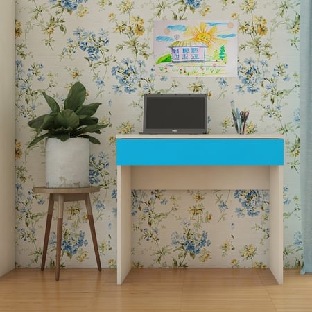 Primera Kids Study Desk with Drawer in Light Woodgrain Finish Azure Blue Colour