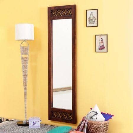 wodehouse solid wood mirror in brown colour