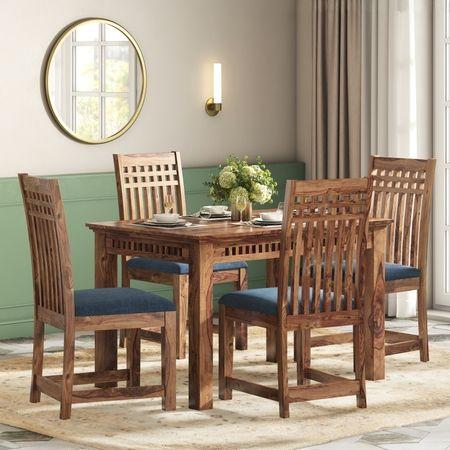 Fidora 4 Seater Dining Table In Teak Finish