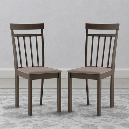 Ava Solid Wood Dining Chair in Umber Walnut Finish & Green Colour - Set of 2
