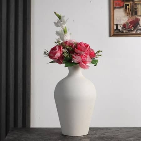Textured Flower Pot In Off White Colour