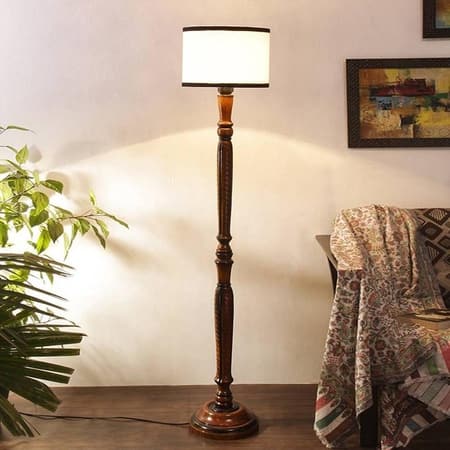 Bruno Brown Cotton Shade Floor Lamp
