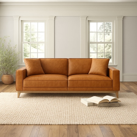Airy 2 Seater Sofa In Leatherette Brown Color