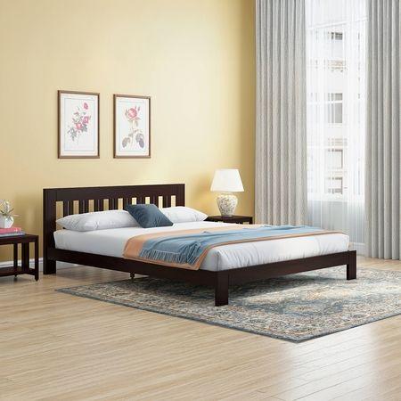 Beirut Solid Wood Bed Queen Size In Mahogany Finish