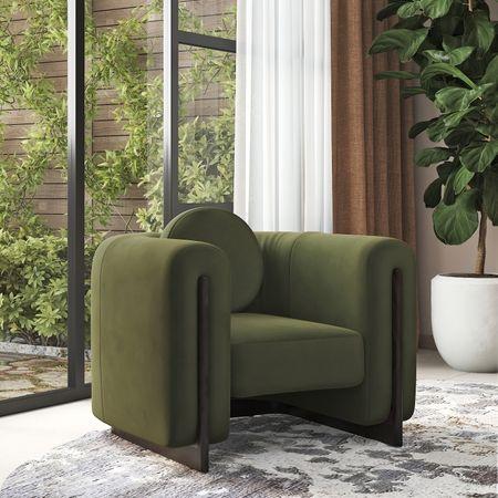 Reno Lounge Chair in Deep Olive Velvet Colour