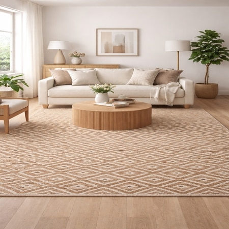 Casa-02 Jute Rectangle Carpets Durry  in Beige Colour