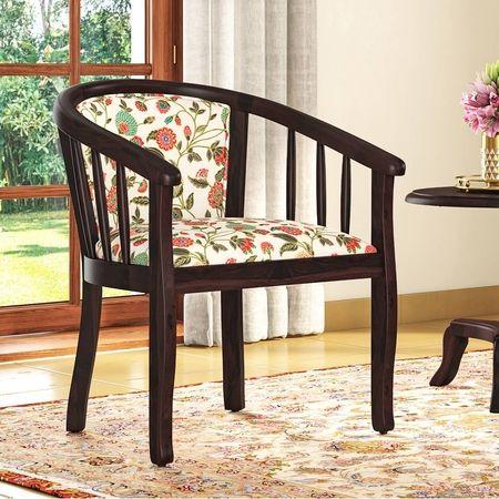 Bella Lounge Chair Finish Mahogany Beige Flora Colour
