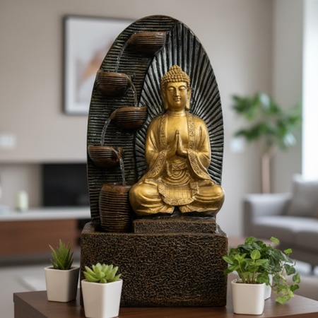 Brown Gold 5 Tier Buddha Water Fountain