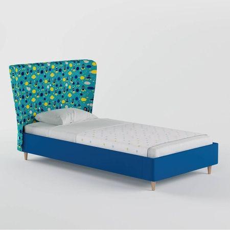 Doodle Engineered Wood Bed in Blue Colour