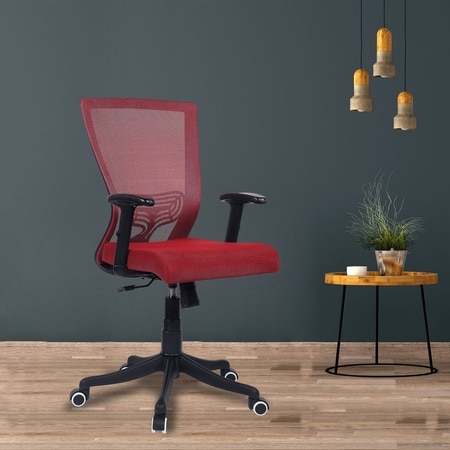 Ebeaony Mid Back Ergonomic Chair in Red Colour