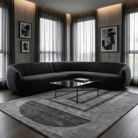 Jaipur Rugs Geometric Wool And Viscose 5x8 Feet Ashley Blue And Black Olive Hand Tufted Rug Carpet