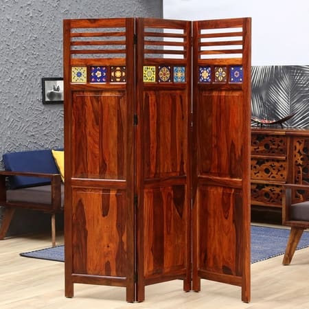 Rangrez Sheesham Wood Room Divider In Natural Finish