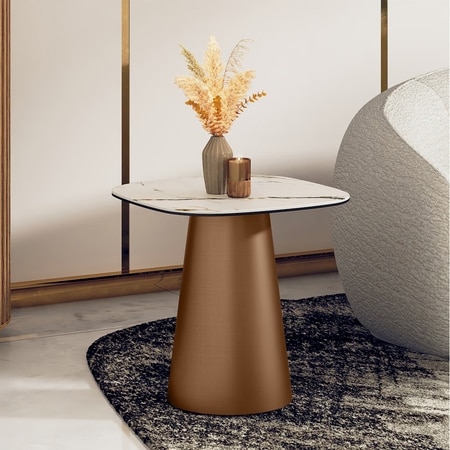 Aeris Metal Side Table in Pluto Spanish Ceramic Finish