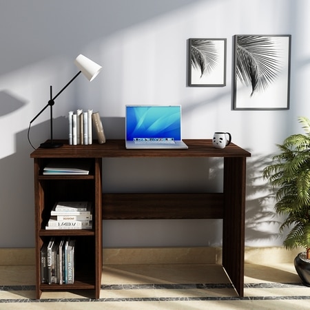 Woodbuzz Duke Engineered Wood Finish Study Table Desk In Wenge Brown
