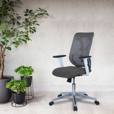 Wiwngas Mid Back Ergonomic Chair in Grey Colour