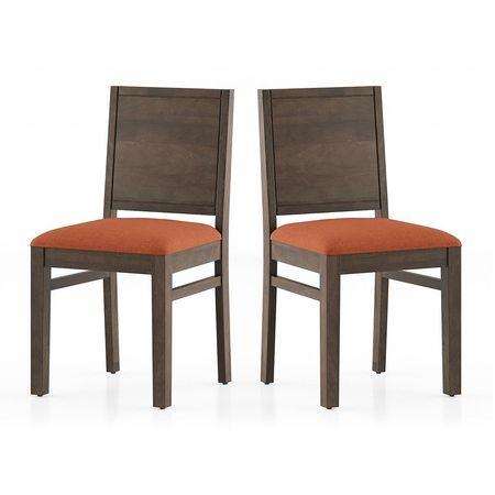 Atlas Dining Chairs Set Of 2 Finish Danish Walnut Colour Burnt Orange