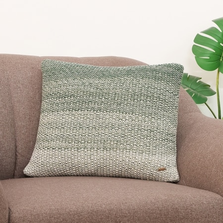 Ombre Moss Knit Mint Mount Green And Natural Cushion Cover 18X18 Inches