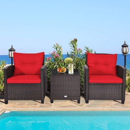 Carry Bird Wicker Patio Furniture Outdoor Balcony Chairs In Red Colour