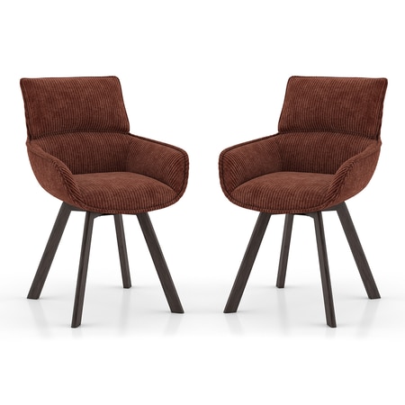 Bren Swivel Dining Chair In Auburn Fabric