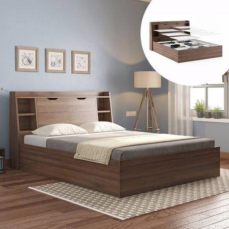 Scott Queen Size Box Storage Bed in Classic Walnut Finish