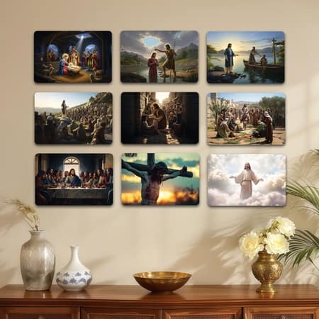 The Castle Decor Jesus Wall Art Set of 9 8x12 Inch