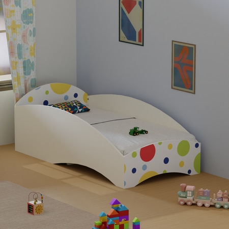 Loopy Loop Toddler Bed in White and Multicolor