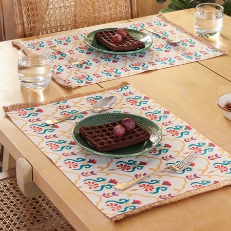 Pushp Set Of 2 Placemats With White Colour