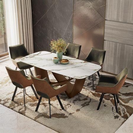 Paloma 6 Seater Pluto Spanish Ceramic Dining Table With Casey Dining Chairs