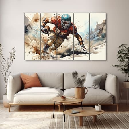 The Castle Decor Rugby Wall Art Set of 5 Digital Painting 27x48 Inch