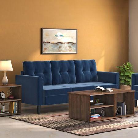 Winston 3 Seater Fabric Sofa (Marine Blue)