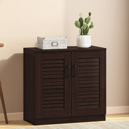 Bennis 9 Pair Shoe Rack in Dark Walnut Finish