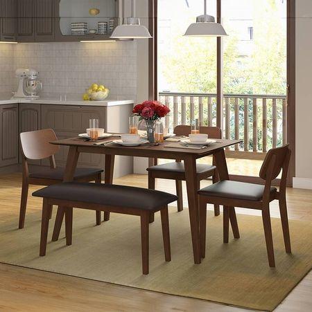 Lawson Solid Wood 4 Seater Dining Table In Walnut Finish