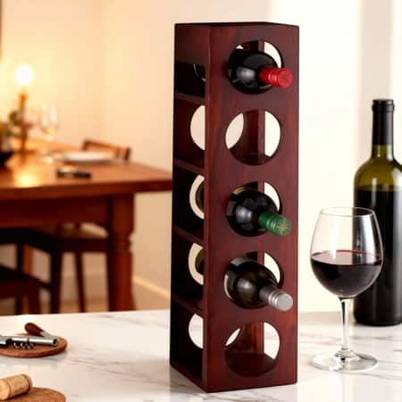 Ikiriya Sheesham Wood Accent Wine Rack in Honey Finish
