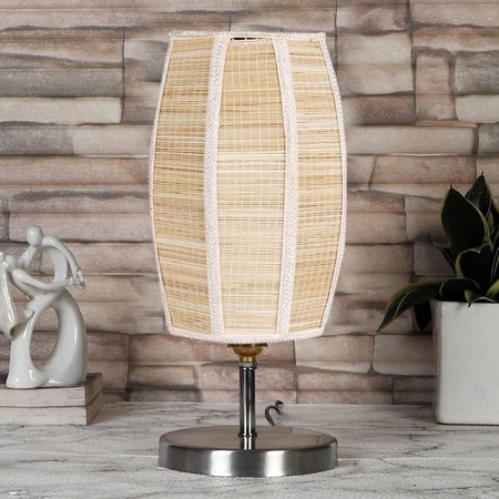 Dholak Bamboo table lamp with Steel Base =-39