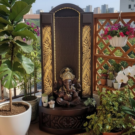Slate Ganesha Brown Fiber Glass Indoor Fountain