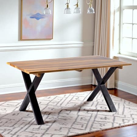 Rosslyn Solid Wood 6 Seater Dining Table in Teak Finish