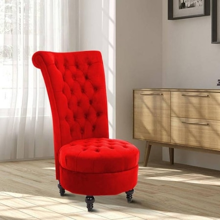 Piece Solid Wood Accent Chair in Red Colour