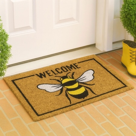 Luxe Home 100% Natural Coir Doormat Bee Print Design (71x45 cm)