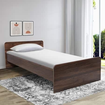 Esmeralda Engineered Wood Single  Size Bed Without Storage (Columbian Walnut Finish)