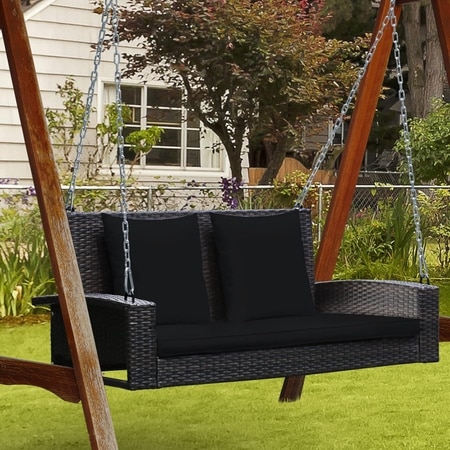 Carry Bird Wicker Patio Furniture Outdoor Balcony Swings In Brown And Black Colour