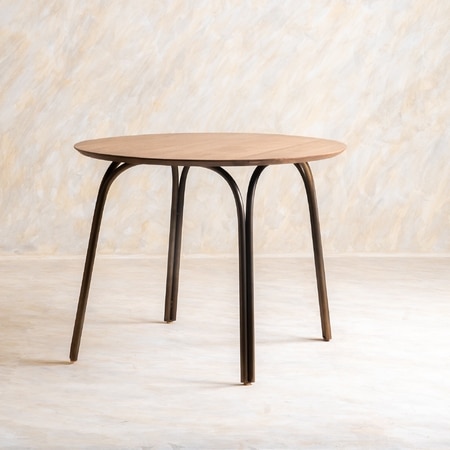 Arco Stainless Steel Round Outdoor Dining Table in Brown Colour
